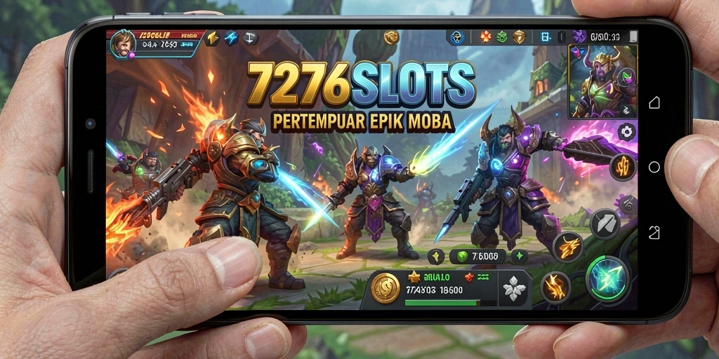 Screenshot utama 7276SLOTS menampilkan aksi pertarungan seru dalam game MOBA.