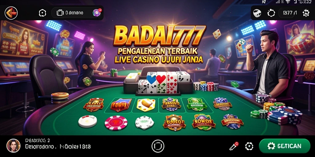 Screenshot gameplay <strong>BADAI777</strong> yang menampilkan dealer langsung dan pengalaman bermain yang menegangkan.