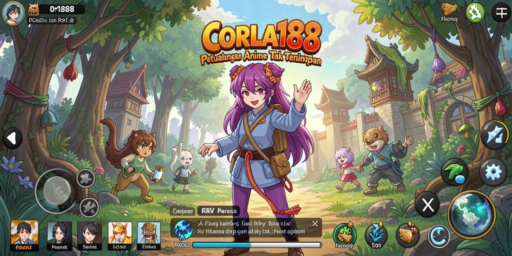 Screenshot gameplay CORLA188 menampilkan karakter anime dalam aksi yang mendebarkan.