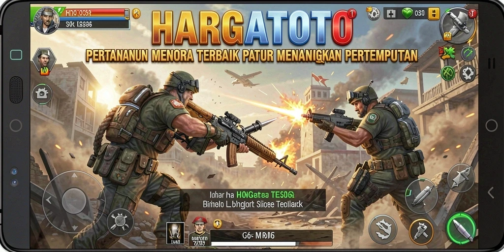 Screenshot HARGATOTO menunjukkan menara pertahanan siap menghadapi serangan musuh.