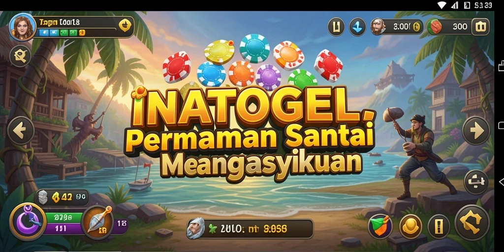 Screenshot gameplay INATOGEL menampilkan aksi santai dan sumber daya yang berkembang.