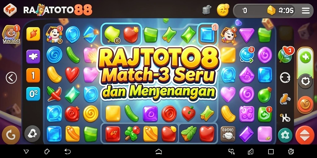 Tampilan gameplay menarik dari RAJATOTO88 dalam genre Match-3.