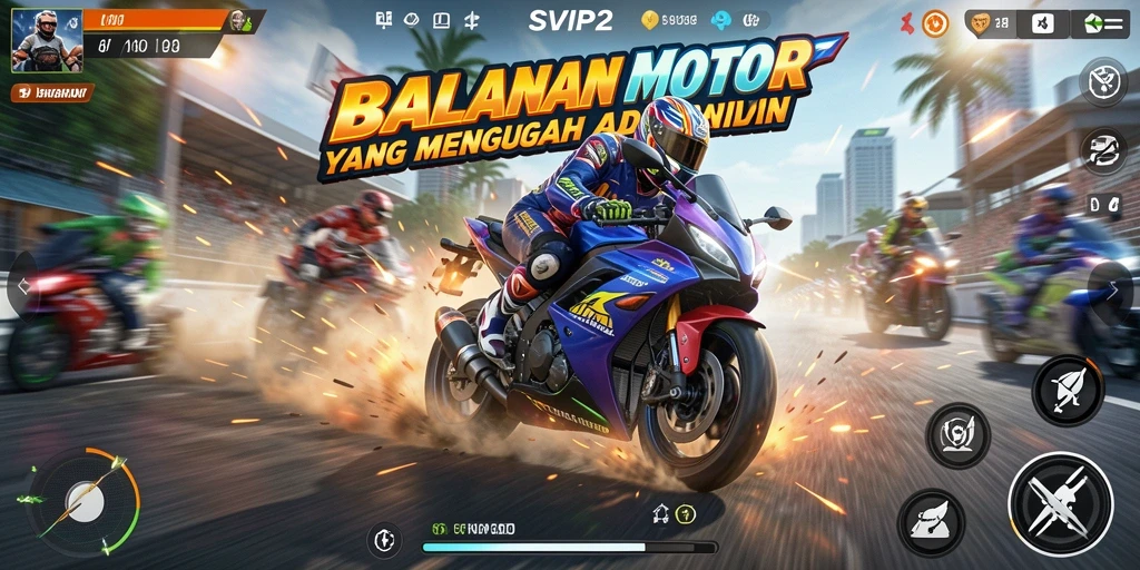 Gameplay seru dalam balapan motor yang menegangkan.