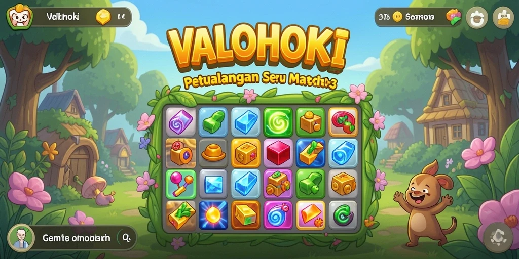 Screenshot gameplay VALOHOKI menampilkan elemen Match-3 yang menarik.